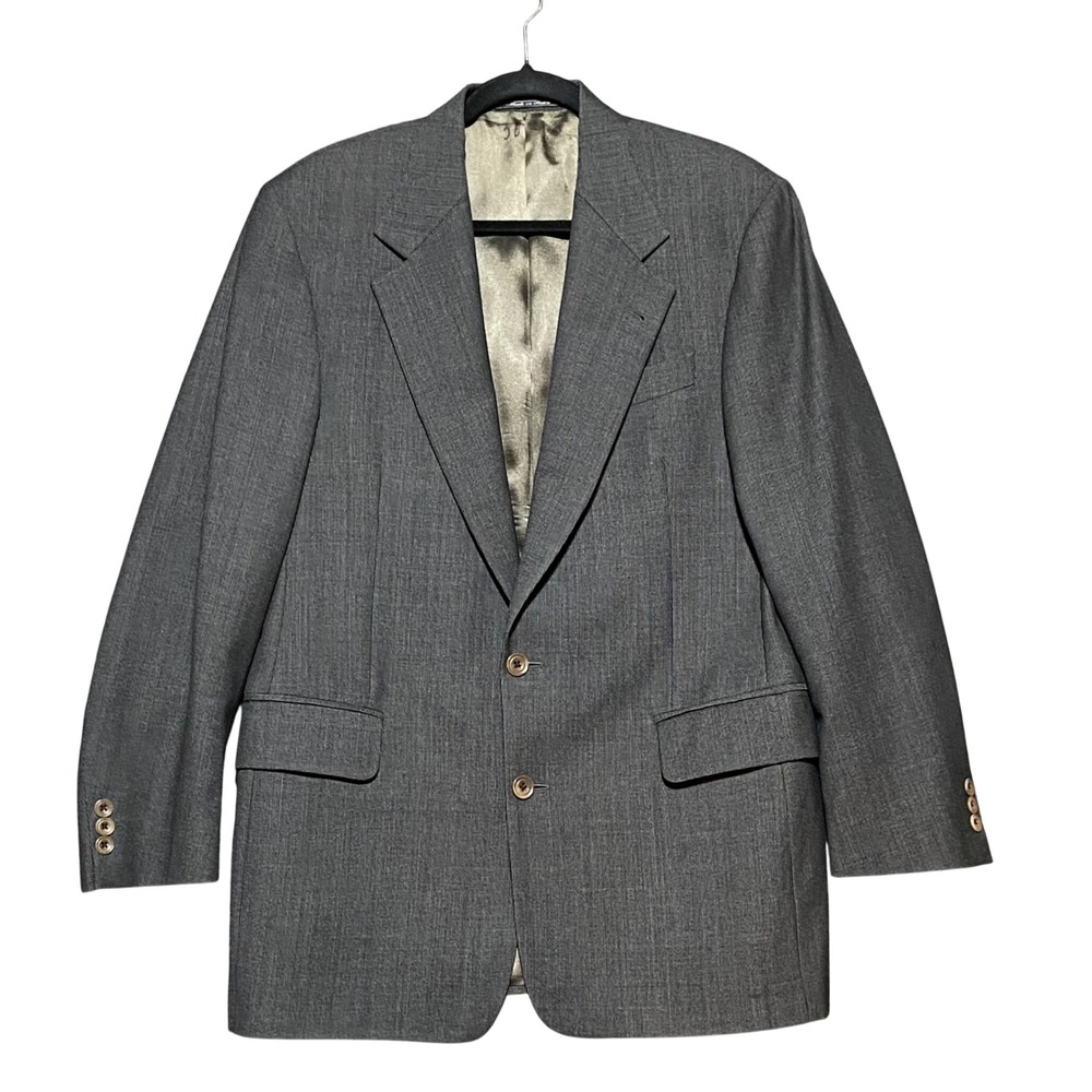 LAMBERTI Mens Grey Striped Virgin Wool Blazer Jacket Made in Italy‎ Size 38R